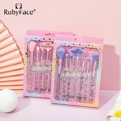 China Angular Blush Diamond Glitter Makeup Brush Plastic Handle Cosmetic Brushes Set Pink Synthetic Drill Maquillaje Brocha Brush Set for sale