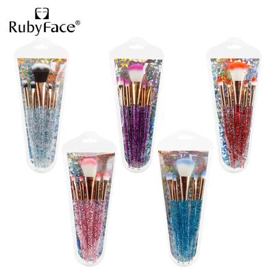 China Angular Blush RubyFace 5PCS Travel Size Cheap Makeup Brush Set Cosmetics Brush for sale