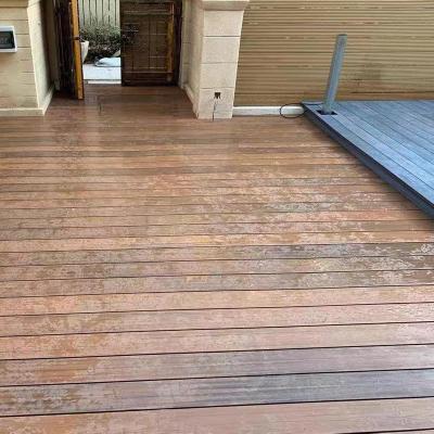 China Modern Wanhe WPC garden terrace two color and plastic wpc composite decking / wood color mixed decking for sale