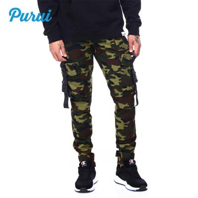 China Cotton Breathable Custom Nylon Pants Camouflage Tactical Stacked Cargo Pockets Pants Mens Trousers With W Buckle for sale