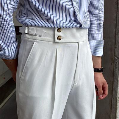 China Anti-Wrinkle New Fashion Summer Casual Refreshing Suit Pants Male High Waist Tapered Thin Slim Men Business Pants for sale