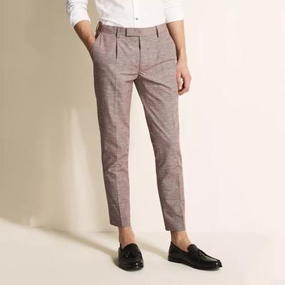 China Custom Anti-Wrinkle OEM ODM Spring Fall Tapered Breathable Slim Fit Rhubarb Mens 100% Linen Pants Blends Trousers for sale