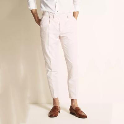 China New Men's Summer Casual Pants Trend Linen Pants Nine Point Retro Anti-wrinkle Pink Pants for sale