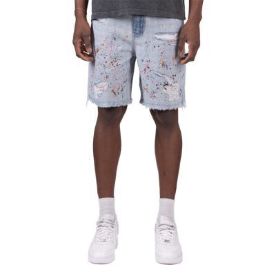 China Breathable New Fashion Men Vintage Painter Short Jeans Brand Clothing Summer 100% Cotton Ripped Shorts Denim Shorts for sale