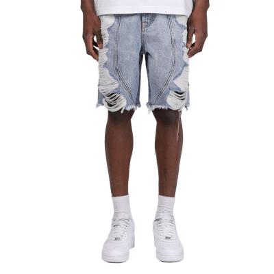 China 2021 Spring Summer Mens Breathable Casual Pants Destroyed Denim Shorts Factory for sale