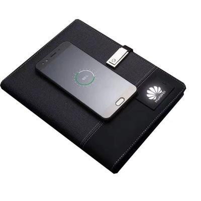 China Business\School\Office Multifunctional Leather Wireless Filling A5 Notebook Customized Lighting Logo Power Bank Notebook for sale