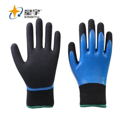 China General Purpose Winter Thermal Gloves Industrial Fishing Work Hard Double Shell Nitrile Coated Waterproof Gloves Winter Warm Gloves from HandXingyu for sale