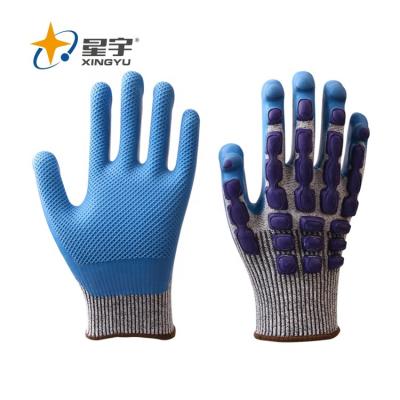 China General Purpose Impact Gloves Xingyu HPPE Cut Resistant ECO Nature Latex Coated Anti Impact Gloves for sale