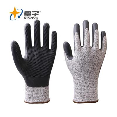 China General Purpose Safety Gloves Xingyu HPPE ECO Nature Latex Work Gloves Rubber Coated for sale