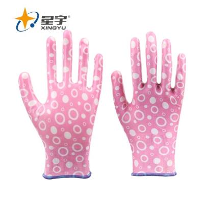 China General Purposes Xingyu Polyester Nitrile Gloves Good Price Garden Gloves for sale