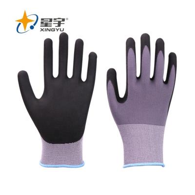 China EN388 General Purpose Glove Xingyu Nylon Foam Nitrile Industrial Safety Gloves for sale