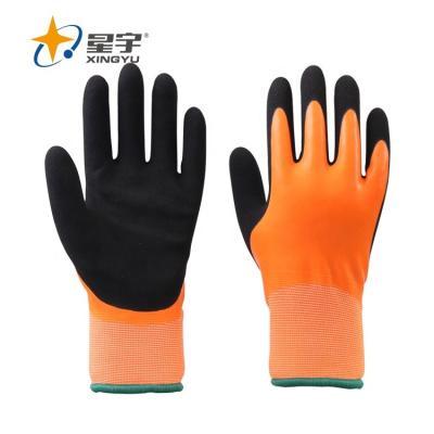 China Multipurpose Xingyu Double Shell Latex Coated Outdoor Winter Working Gloves Wholesale Custom Work Winter Waterproof Gloves for sale