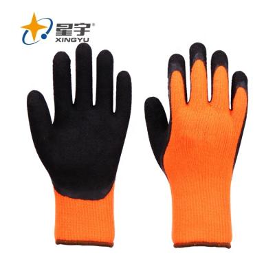 China General Purpose Xingyu Latex Coated Winter Warm Work Gloves for sale