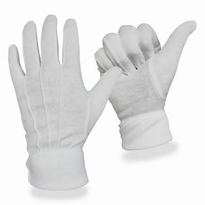 China Comfortable Fabric Cotton Pure White Work Label Sweat Absorption Gloves Command Parade Driver Three Tendons Gloves for sale