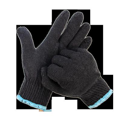 China Protective Gloves Safety Working Dark Gray Cotton Garden Builders Yarn Poly Cotton Knitted Gloves for sale