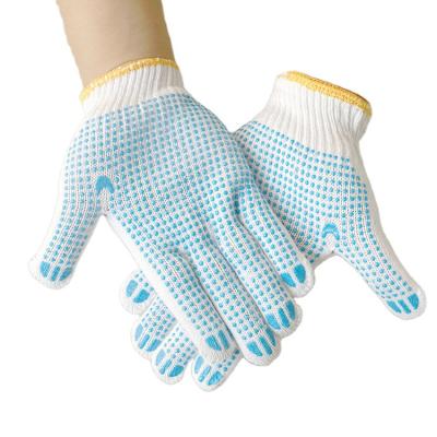 China Safety Work Gloves Cotton Work Dot Gloves White PVC Dotted Gloves For Construction Warehouse for sale