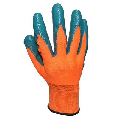 China 13 Gauge Industrial Polyester Spandex Knitted Black Nitrile Coated Gloves for sale