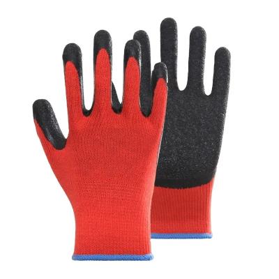 China Industrial Hot Sale Waterproof Polyester Sandy Latex Coated Industrial Construction Handing Safety Gloves In Stock for sale