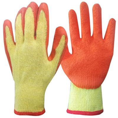 China Industrial 10 Gauge Latex Coated Work Gloves Wrinkle Breathable Gardening Protective Latex Palm Gloves 85g for sale