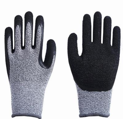 China HPPE Anti-Cut Level 5 Protective Gloves Safety Work Cut Resistant Gloves With Ply Latex Coated Palm for sale