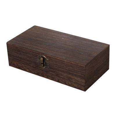 China Retro Handmade Wooden Stash Boxes Wooden Storage Box With Lid Decorative Hinged Jewelry Makeup Wooden Boxes for sale