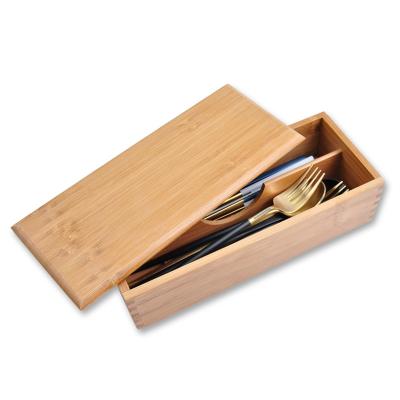 China Handmade Kitchen Bamboo Unfinished Wooden Storage Box Tableware Lid Slide Wooden Crate for sale