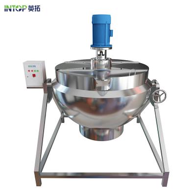 China Industrial Processing Plant 50L 100L 200L 500L Vegetable Steamer/Gas/Electric Heating Jacketed Kettle Cooking Mixer Pot With Stirrer for sale