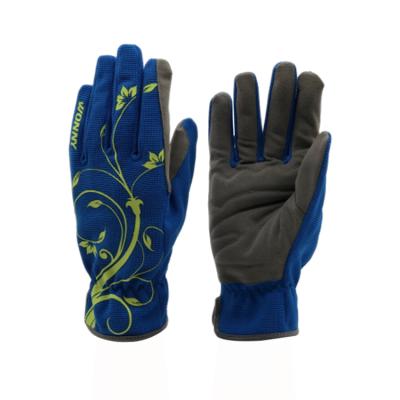 China Wholesale Custom Safety Work Flower Printed Gloves Leather Mechanical Gloves for sale