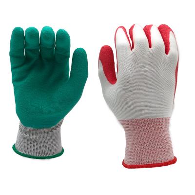 China Industry Machine Work Latex Coated Safety Gloves Colored Garden Gloves Latex for sale