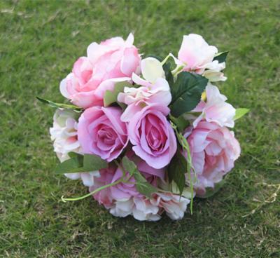 China purple 6 heads poeny wedding bridal bouquet 20*23cm for sale