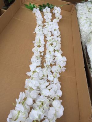 China white hanging artificial wisteria flower for wedding decoration supplies different size for sale