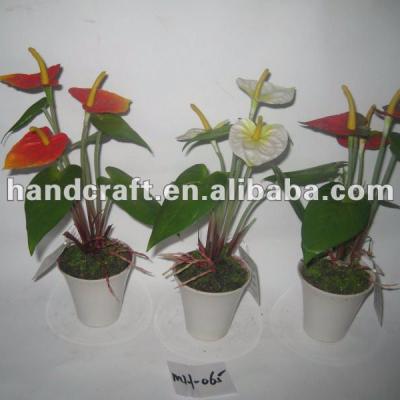 China Silk Arificial Flowers Potted Anthurium for Home Decoration MH-065 for sale