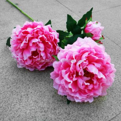 China Europe USA Asia Long Stem 3 Heads Artificial Peony For Wedding Decoration for sale