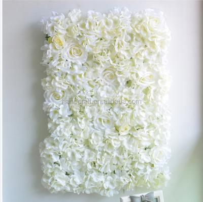 China Polyester Bud / Leaf Finish White Hydrangea And Rose Flower Wall To Wedding for sale