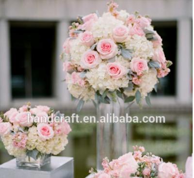 China Natural touch blush and tall white centerpiece. Dahlias, hydrangea, curly willow, roses, stock, dusty mile runner for sale