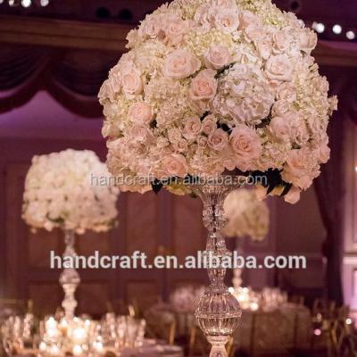 China wholesale natural touch wedding pastic artificial flower arrangements in vase or pillar for sale