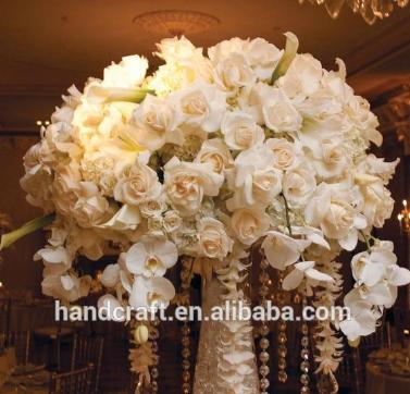 China Natural Touch Wedding White Orchids Centerpiece in Silver Lined Vase for Other Half Centerpieces at Reception for sale