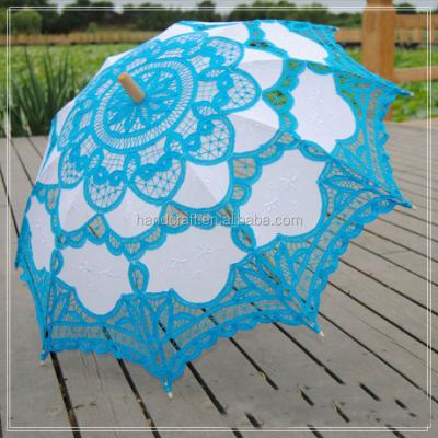 China Pretty Blue Wedding Decor Lace Victorian Parasol for sale