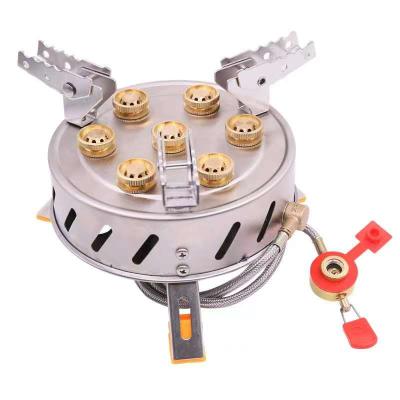 China Stainless steel cookware portable gas cooktop 9 eyes strong power rising camping stovr for sale