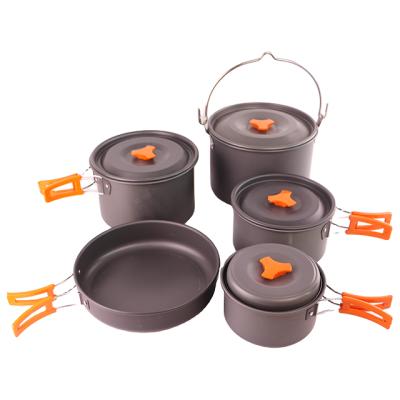 China Outdoor Camping Hiking Outdoor Family Travel Camping Hiking Cookware Aluminum Lightweight Camping Cooking Set for sale