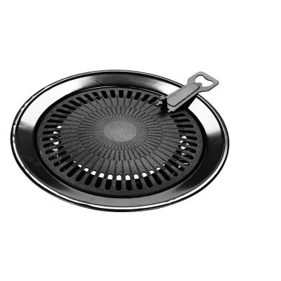 China Easily Cleaned Aluminum Non-Stick Black Round BBQ Grill Liner Portable Dish For Gas Stove for sale