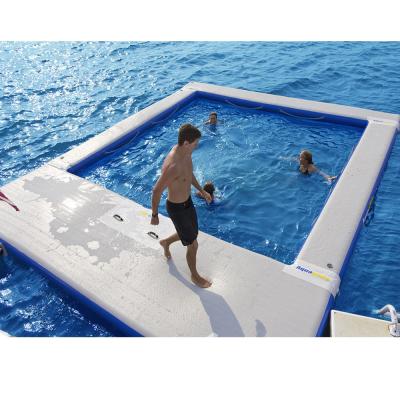 China Easy Assemble DWF Inflatable Swim Platform Water Sports Inflated Pool Platform for sale