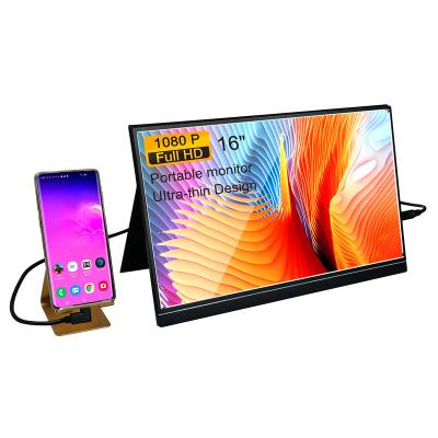 China Super Thin 16 Inch IPS Screen Speaker Portable Monitor for Laptop and Gaming Monitor with USB C Port for sale