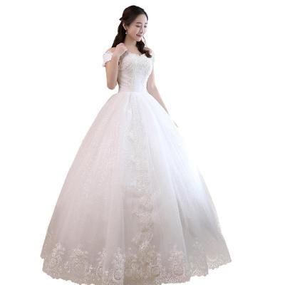 China YJ2049W 2023 New Senator Princess Dreamy And Simple White One-shoulder Wedding Dress Anti-Static for sale