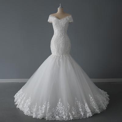 China YJ2019W 2023 New Light Fishtail Wedding Dress Tulle Anti-static Shows Thin Lace Bride Dress for sale