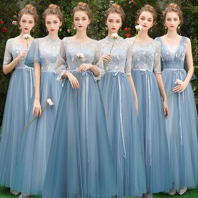 China AH4002B Gray Party Dress 2023 Anti-Static Blue Bridesmaid Party Group Sister Dress Long for sale