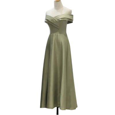 China AH4009B Green Bridesmaid Dress Anti-static Fairy Spring Gas 2023 Small New Thin Sisters Wedding Host Dress for sale