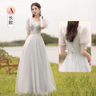 China AH4012B 2023 new big size girlfriends banquet dress sister temperament group bridesmaid dress anti-static gray wedding for sale