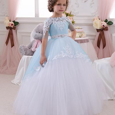 China AH7078D sleeveless LACE UP DIAMOND PRINCESS FLOWER DRESS MIDDLE SLEEVE GIRLS KIDS PUNCH LONG SKIRT for sale