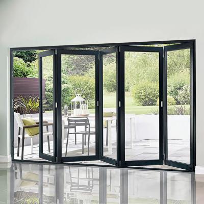 China Heat Insulation Exterior Bi Folding Door For Patio Aluminum Glass Folding Door for sale